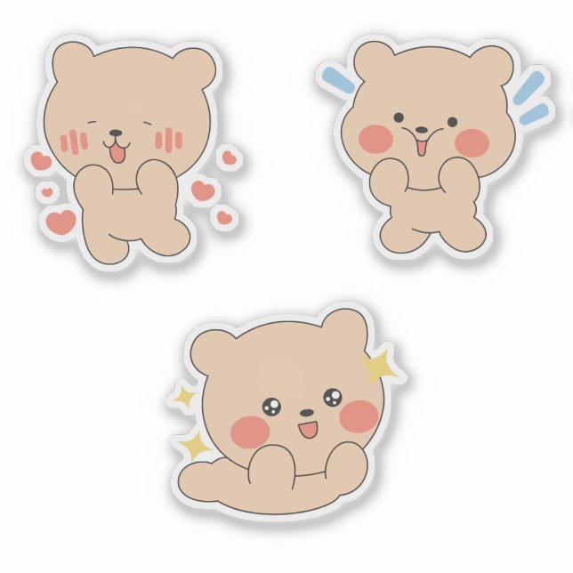 Adesivo Cute Kawaii Bear Sticker | Adorable Blushing Bear  (Frente)