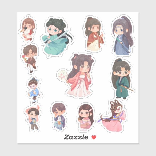 Adesivo Cute Kawaii Chibi Character Stickers (Folha)
