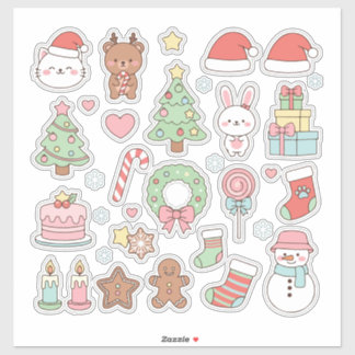 Adesivo Cute Kawaii Christmas Collection: Pastel Animals