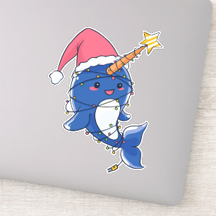 Adesivo Cute Kawaii Christmas Narwhal
