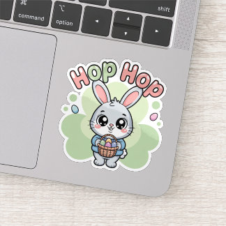 Adesivo Cute Kawaii Easter Bunny Hop Illustration