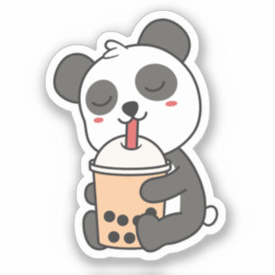 Adesivo Cute Kawaii Engraçado Panda Boba Sticker