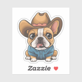 Adesivo Cute Kawaii French Bulldog Cowboy Ho Art