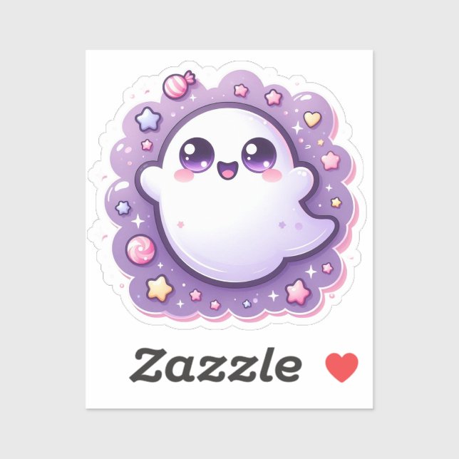 Adesivo Cute Kawaii Ghost Vinyl Pastel Halloween Vibe (Folha)