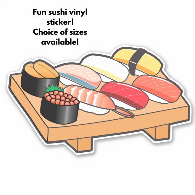 Adesivo Cute Kawaii Japonês Sushi Tray Custom-Cut Vinyl (A fun sushi sticker!)