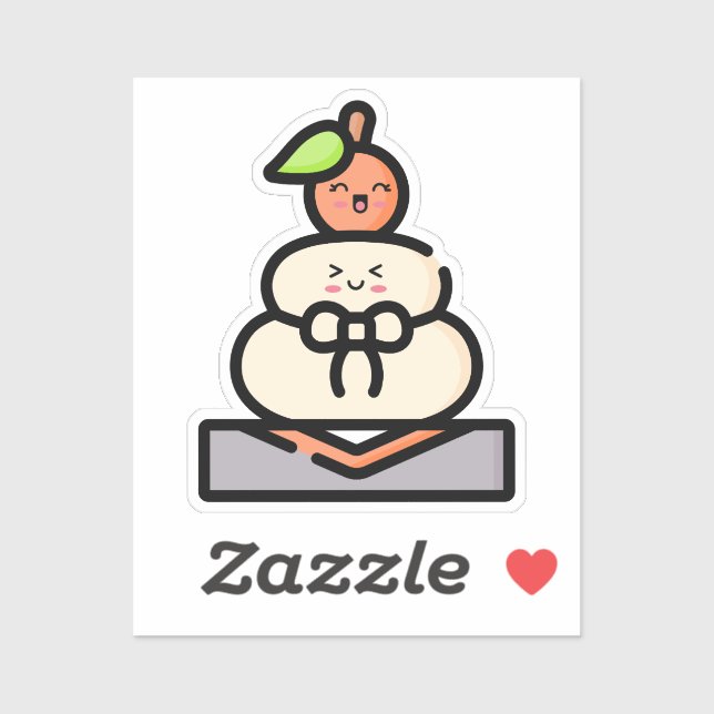 Adesivo Cute Kawaii Kagami Mochi (Folha)