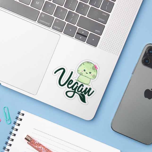 Adesivo Cute Kawaii Mushroom Vegan (Notebook com iPhone)
