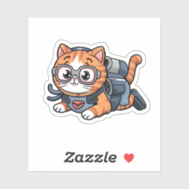 Adesivo Cute Kawaii Orange Tabby Cat Scuba Merging Underwa