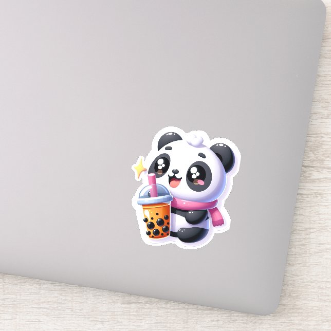Adesivo Cute Kawaii Panda Bebe Boba Bubble Tea Kawaii (Detalhe)