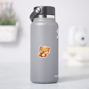 Adesivo Cute Kawaii Raposa Laranja Rindo Lágrimas de Alegr