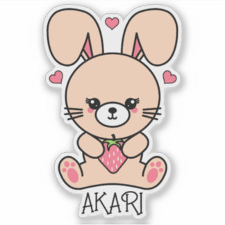 Adesivo Cute Kawaii Strawberry Bunny Rabbit