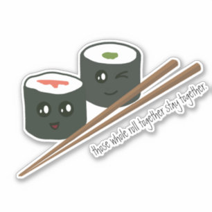 Adesivo Cute Kawaii Sushi Caracteres Chopsticks
