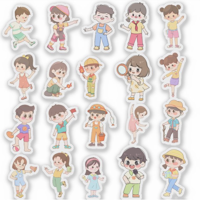 Adesivo Cute Kids Activity Vinyl Stickers (Frente)