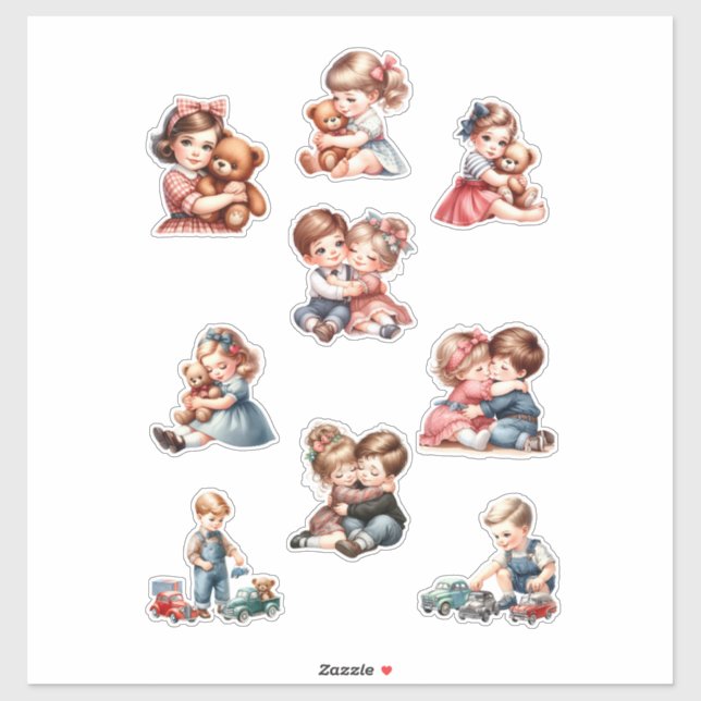 Adesivo Cute Kids Sticker Set – Adorable Bears & Little Ca (Folha)