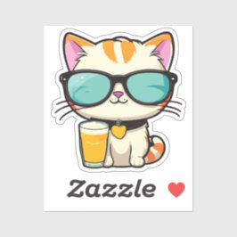 Adesivo cute kitten with soda