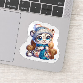 Adesivo Cute Knitting Anime Kawaii Snow Leopard Stickers