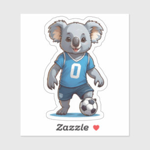 Adesivo Cute Koala Bear Jogando Futebol