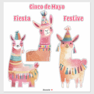 Adesivo Cute Lama Watercolor Cinco de Mayo