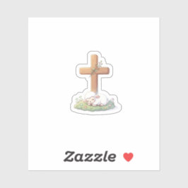 Adesivo Cute Lamb of God & Cross Religious Easter Sticker