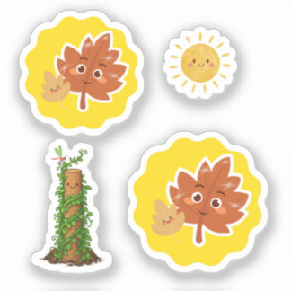 Adesivo Cute Leaf, Sun and Climbing Plant Pun Sticker Set