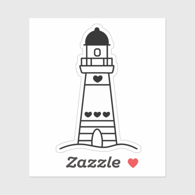 Adesivo Cute Lighthouse with Hearts Black and White (Folha)