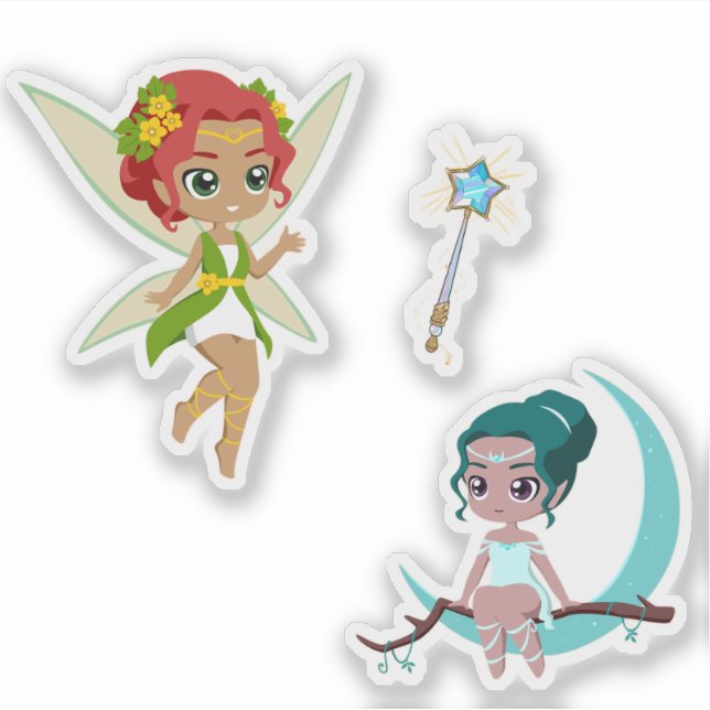 Adesivo Cute Magical Fairy Girl Fantasy Vinyl Sticker Set (Frente)