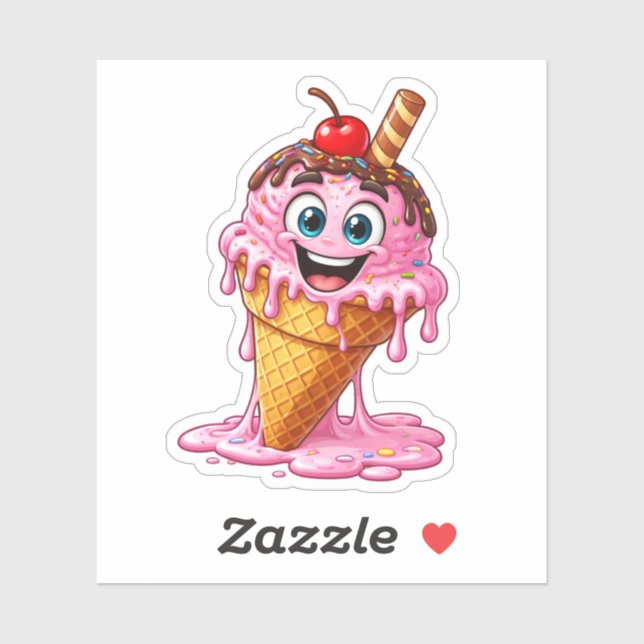 Adesivo Cute Melting Ice Cream Custom-Cut Vinyl Sticker (Folha)