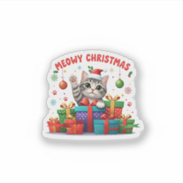 Adesivo Cute Meow Christmas Kitty