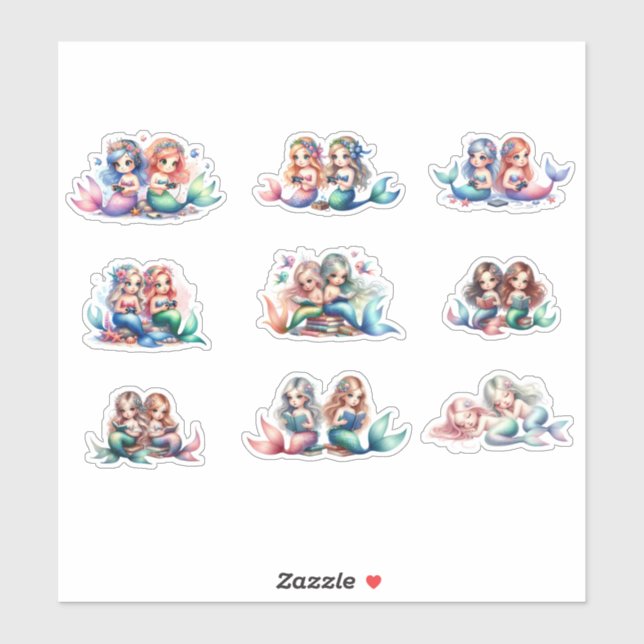 Adesivo Cute Mermaid Duo Sticker Set – Colorful Mermaid Pa (Folha)