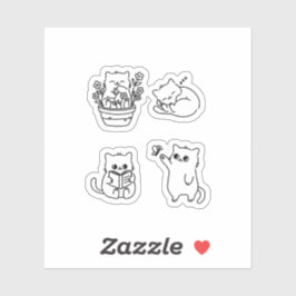 Adesivo Cute Minimal Cat Line Art – Cozy Everyday Kitty 