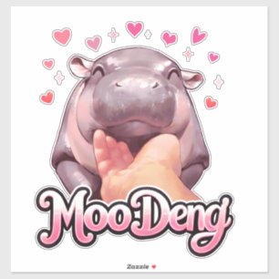 Adesivo Cute Moo Deng Hippo Girlie Hearts para garotas w
