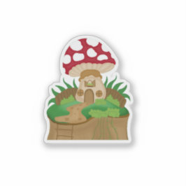 Adesivo Cute Mushroom Fairy House Cottagecore Vinyl 