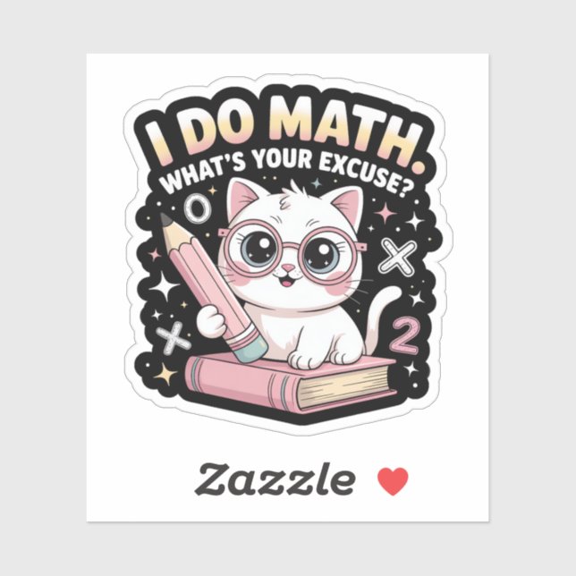 Adesivo Cute Nerdy Cat with Glasses – Funny Math Teacher (Folha)