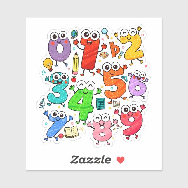 Adesivo Cute Numbers Characters Sticker for Kids (Folha)