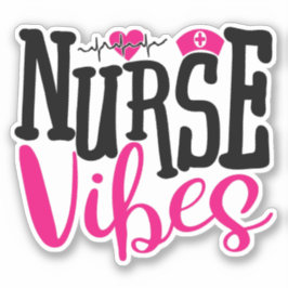 Adesivo Cute Nurse Vibes Tipografia Rosa Quente Preto