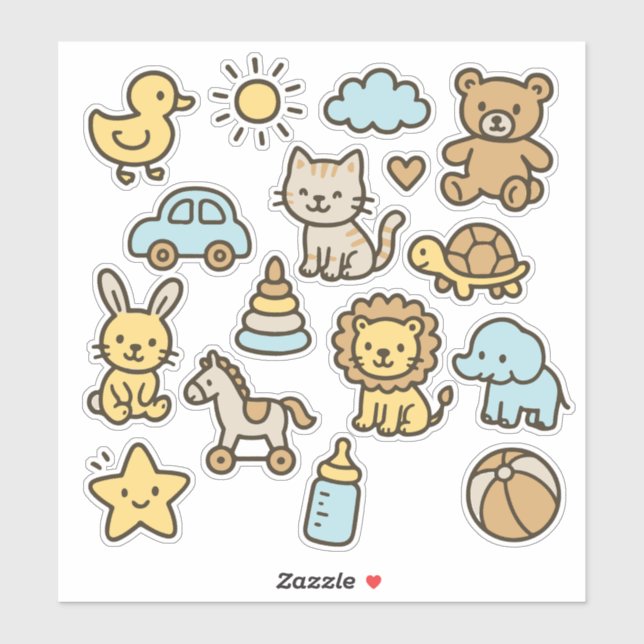 Adesivo Cute Nursery Toys Sticker Pack – Baby Room & Kids (Folha)