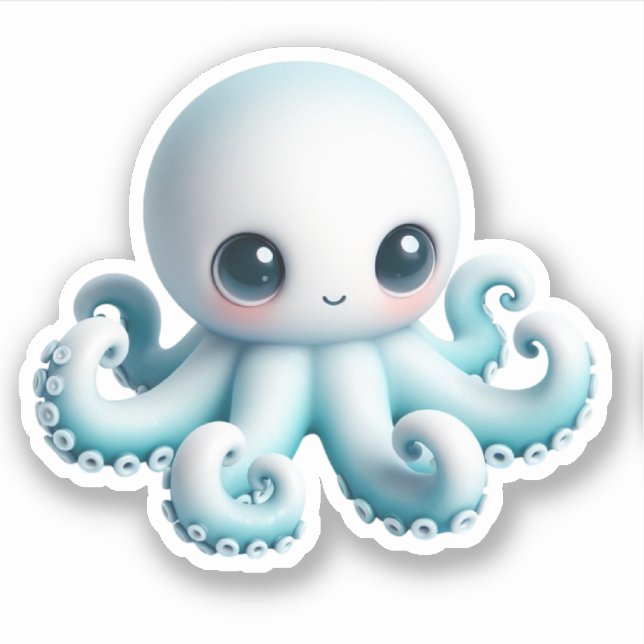 Adesivo Cute Octopus Custom-Cut Vinyl Stickers (Frente)