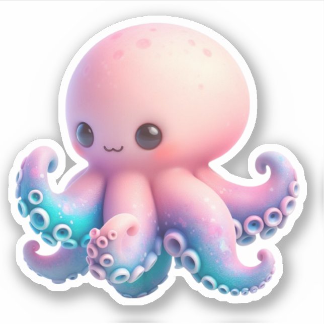 Adesivo Cute Octopus Custom-Cut Vinyl Stickers (Frente)
