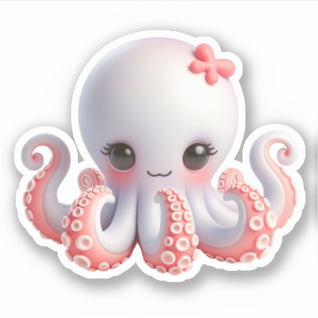 Adesivo Cute Octopus Custom-Cut Vinyl Stickers (Frente)