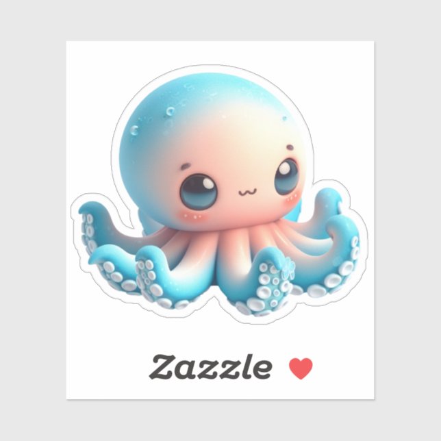 Adesivo Cute Octopus Custom-Cut Vinyl Stickers (Folha)