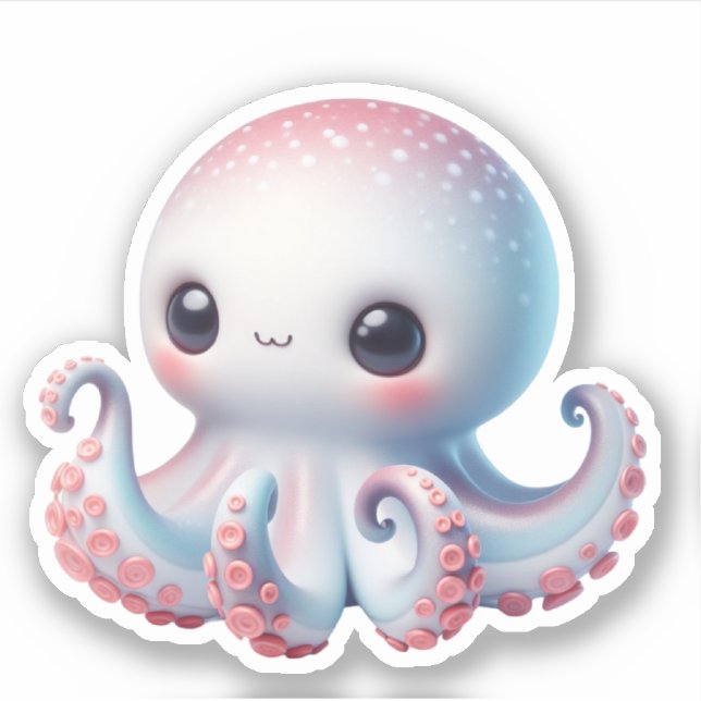Adesivo Cute Octopus Custom-Cut Vinyl Stickers (Frente)