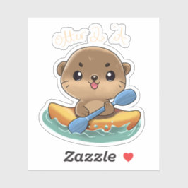 Adesivo Cute Otter Kayaking