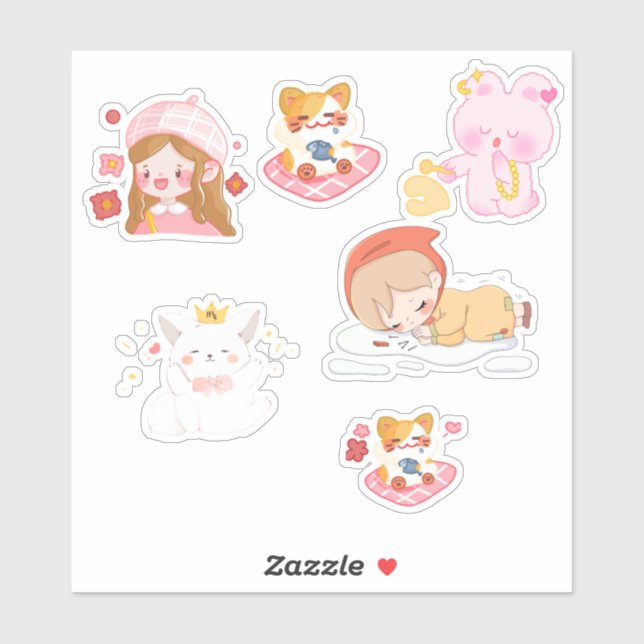 Adesivo Cute Pastel Kawaii Stickers (Folha)