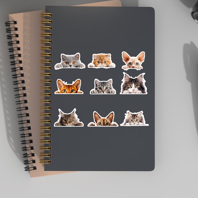 Adesivo Cute Peeking Cats Britânico Siamês Bengala (Criador carregado)