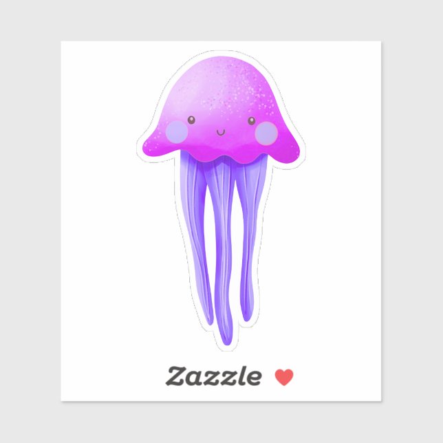 Adesivo Cute Pink and Purple Jellyfish (Folha)