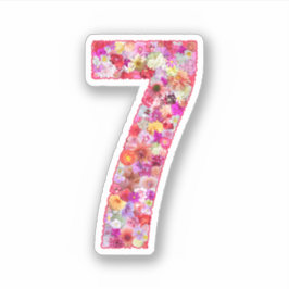 Adesivo Cute Pink Decorative Botanical Floral Number 7