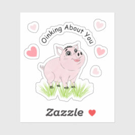 Adesivo Cute pink pig for Valentine
