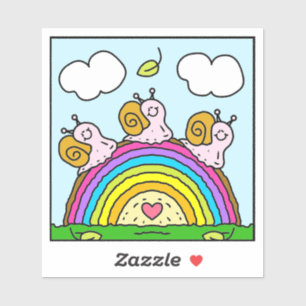 Adesivo Cute Pink Snails Cruzando Logotipo Arco-íris em Vi