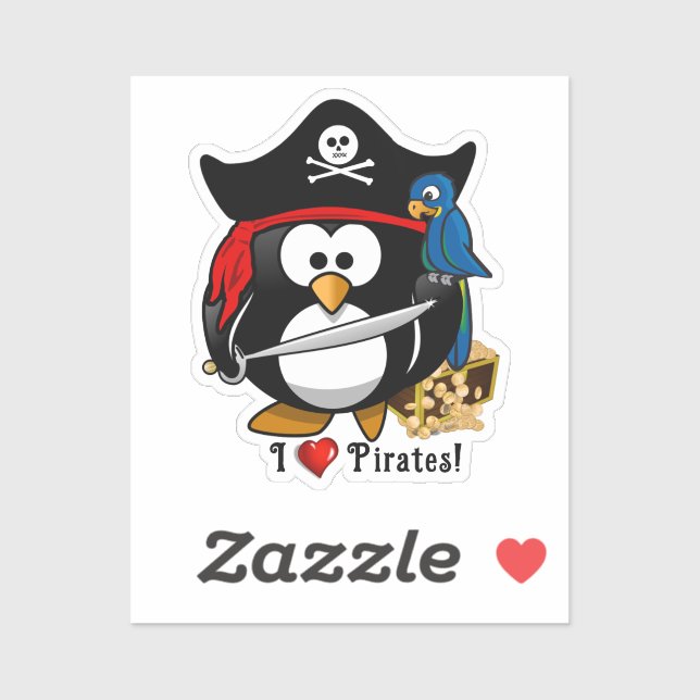 Adesivo Cute Pirate Penguin com papagaio (Folha)
