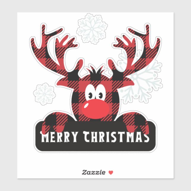 Adesivo Cute Plaid Reindeer Merry Christmas Holiday Vinyl (Folha)